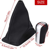 Universal 5 Speed Silver Gear Knob With Leather Boot Cover In Premium Quality