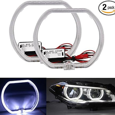Universal Square LED Angel Eyes Rings Lights Super Bright Headlight Angel Eye 2 Pc (100mm)