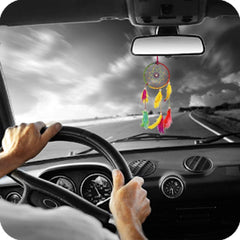 1 Pc Universal Hanging Colorful Rainbow Feather Dreamcatcher Ring For Car in Premium Quality