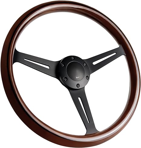 Universal Vintage Style Classic Steering Wheel Wood with Polished Sports Steering Wheel 1 Pc