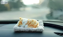 1 Pc Universal Dashboard Car Sleeping Cat On Carpet Sillicone (Brown)