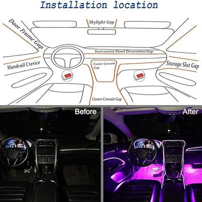 Universal 9 in 1 Ambient Light Car Interior Light Decoration Multi Colour With Mobile Operated