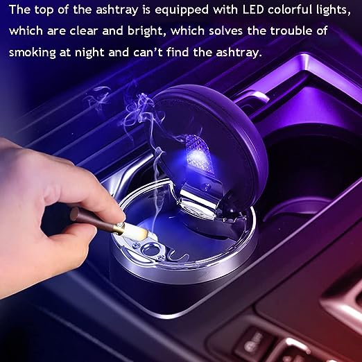 Universal Car Mini Ashtray with Cover Lighting Multi-Functional Led For Office, Home And Car