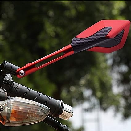 Motorcycle side mirror Anti Glaze back view mirror Red universal fitting for all bikes