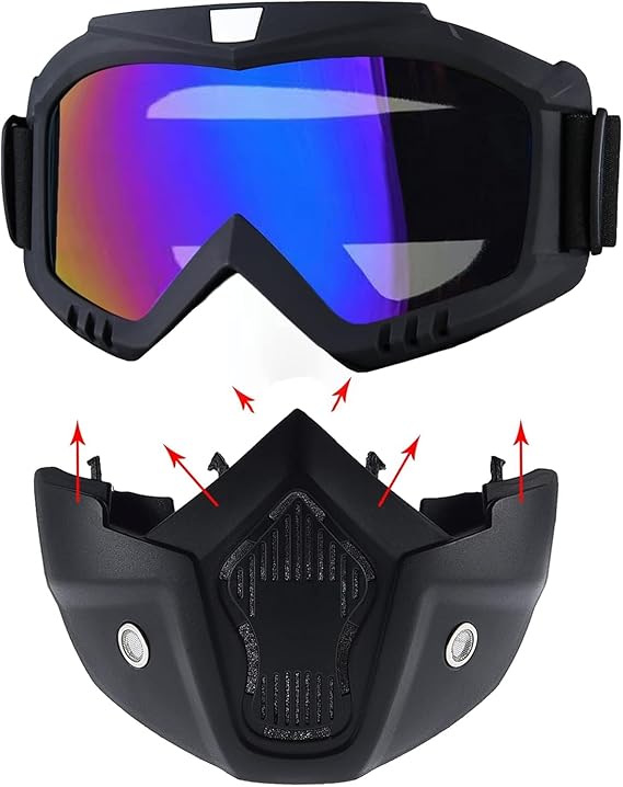 Universal UV Protection Face Mask With Transparent Glasses For Bike Riding 1 Pc