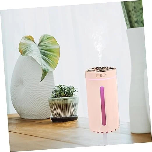 Wireless Air Humidifier Colorful lights Purifier 800mAh Rechargeable Cool Mist Maker For Car, Offices, And Home(Pink)