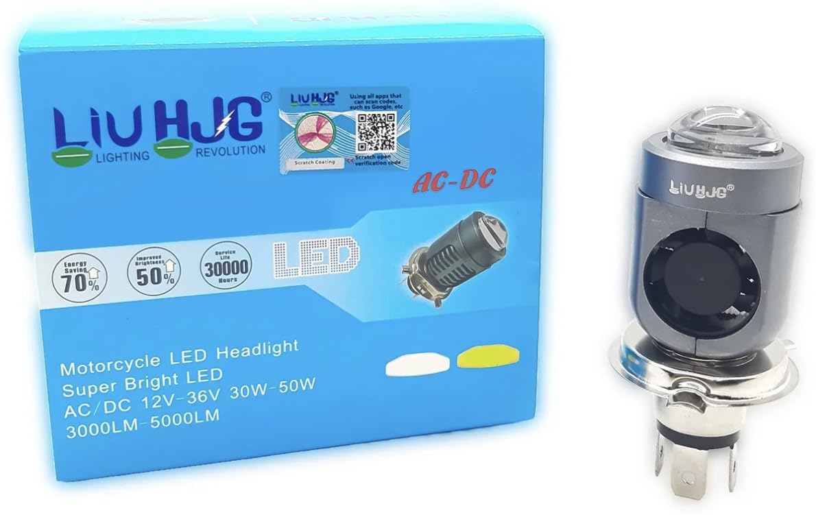 Universal HJG 40W Lamp H4 LED Mini Projector Lens with Fan white yellow beam for Bike Bulb 1 Pc