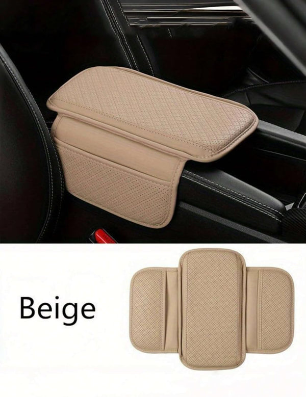 Universal Car Arm Pad PU Leather Armrest Seat Box Cover Protector 1 Pc(Beige)