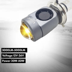 Universal HJG 40W Lamp H4 LED Mini Projector Lens with Fan white yellow beam for Bike Bulb 1 Pc