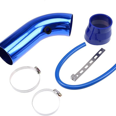 Universal Aluminum Air Intake Pipe / Hose Air Filter Intake System Duct Tube Kit (BLUE)
