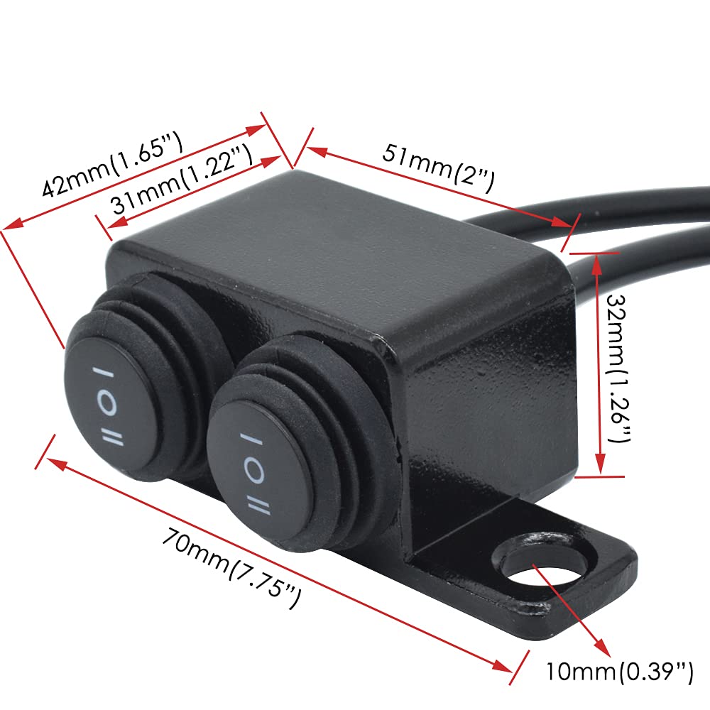 Universal Motorcycle Metal Switch Waterproof Double Point Switch for Bike Headlight High Low Beam 1 Pc