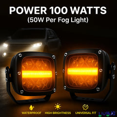 2 Pcs Set HJG HP-93 Model Auxiliary LED 100W Work Light 4 LED Driving Lights For SUVs,Trucks,Cars