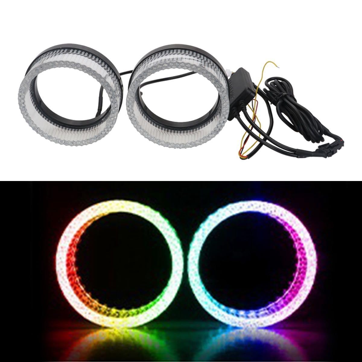 Universal Angel Eye Crystal Ring 2.5 Inch APP Control RGB LED for Car Headlight In Premium Quality 2 Pcs Set