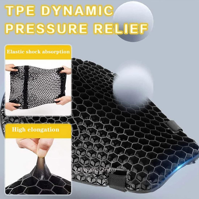 Universal Summer Motorcycle Silicone Seat Cushion Gel Honeycomb Shock Relief Massage Absorption Breathable 1 Pc