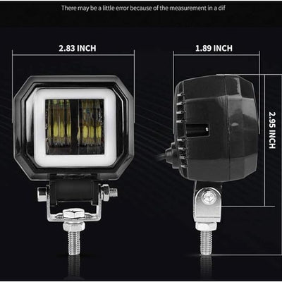 Universal 3 inch Square Shape Blue Angel Eye DRL White Light With Flasher 1 Pc