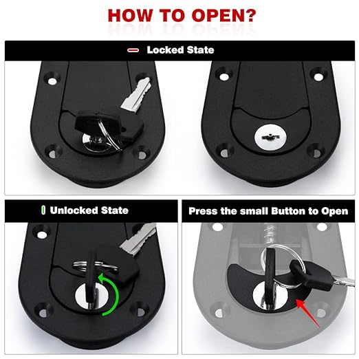 Universal Flush Hood Pins Engine Bonnet Latch Lock Kit Hood Lock ﻿Kit Car Cover Lock (Black)