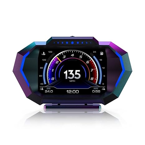 Universal P24 OBD2+GPS HUD Gauge Car Digital Head Up Display Speedometer Turbo RPM Alarm 1 Pc