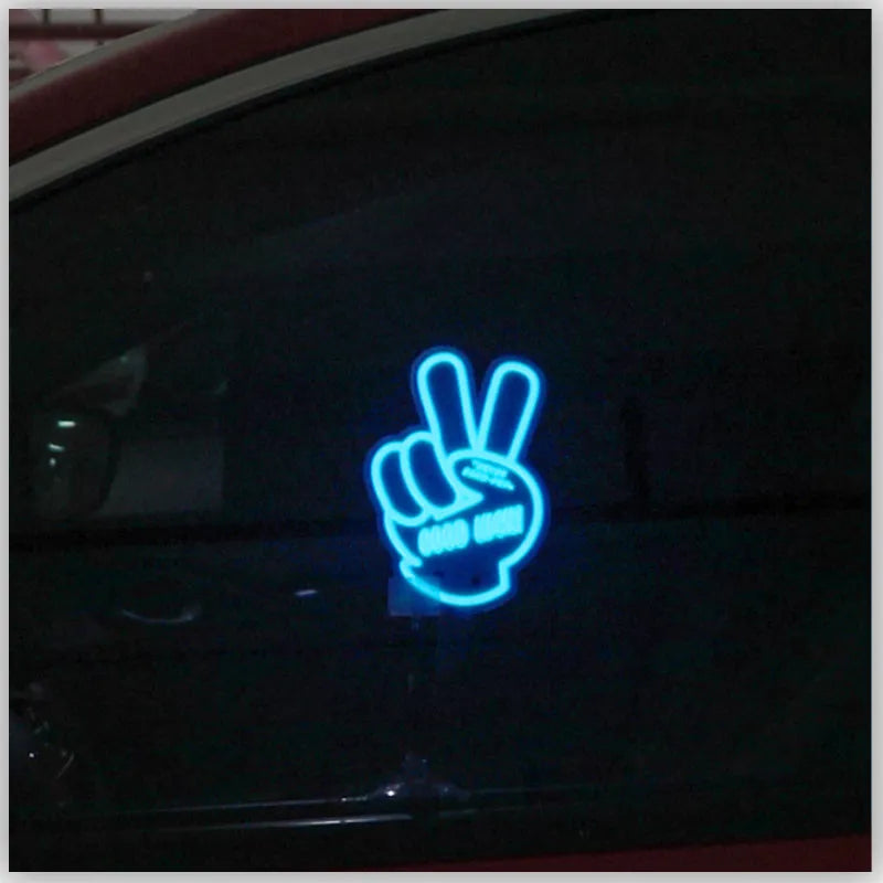 GOOD LUCK! LED Car Window Sticker Windshield Electric Safety Decal Decoration Sticker Auto 1 Pc