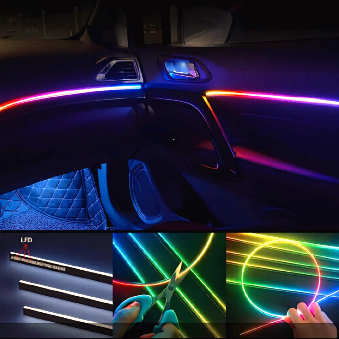 6 Pcs RGB Ambient Light Bluetooth Phone Control Dynamic Car Interior Strip Light Flexible