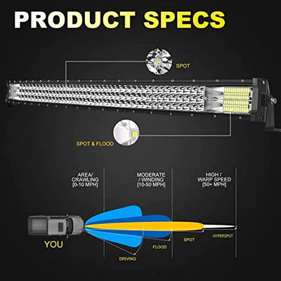 44 Inch curve Bar Light With Side Brackets Tri Row Style