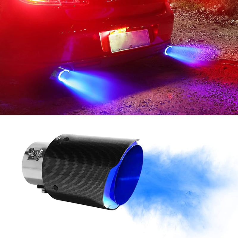 Universal Carbon fiber Light  Exhaust Muffler Tip with LED Light Stainless Steel Tip