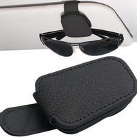 Universal Car Magnetic Sunglass Holder Magnetic Soft PU Leather Sunglass Holder Accessories For Car 1 Pc (Black)