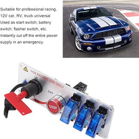Universal LED Toggle Switch Panel 5in1 Multifunctional Ignition Switch Panel LED Indicator Light for Car And Jeep(Blue)