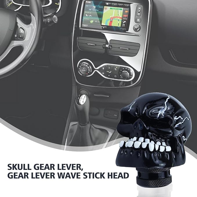 Universal Skull Shift Gear Knob Car Shifter Lever Most Manual Automotive Vehicles(Black)