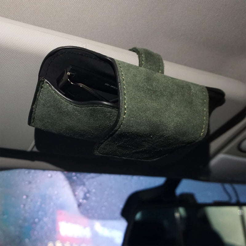 Universal Car Magnetic Clip Sunglass Holder Magnetic PU Leather Sunglass Holder For Car Visor 1 Pc (Green)