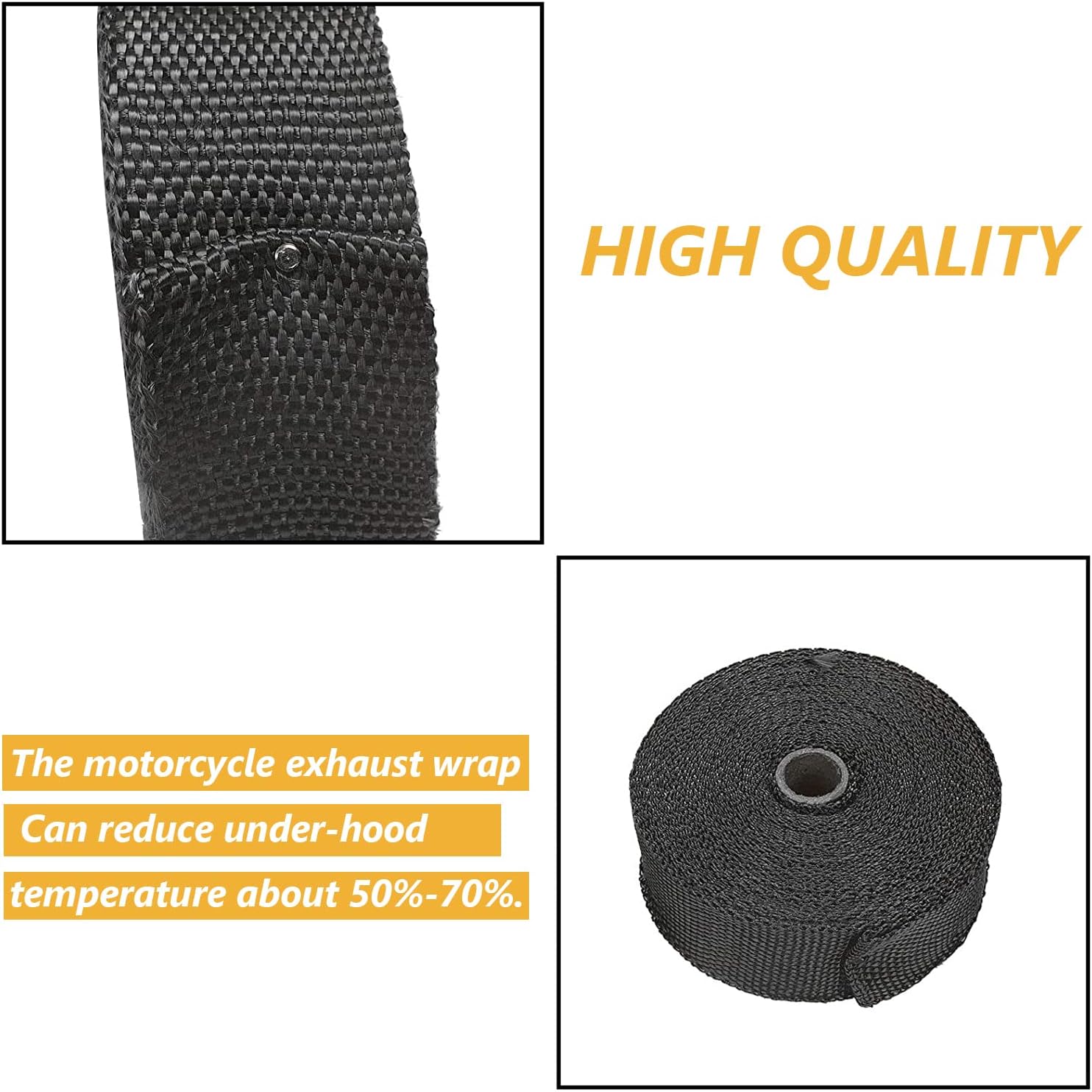 Universal Exhaust Heat Wrap Turbo Pipe Heat insulation Wrap 1 Pc (black)