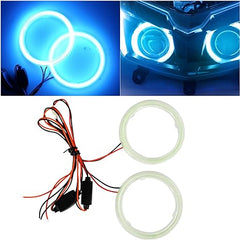 Universal Angel Eye Ring 70mm Ice Blue Color With Cotton Plastic Cover LED For Car Headlight 2 Pcs Set