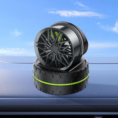 Universal Car Speed Wheel Hub Perfume Air Freshener 360° Rotating Car Perfume Solar Energy Fragrance Car 1 Pc(Green)