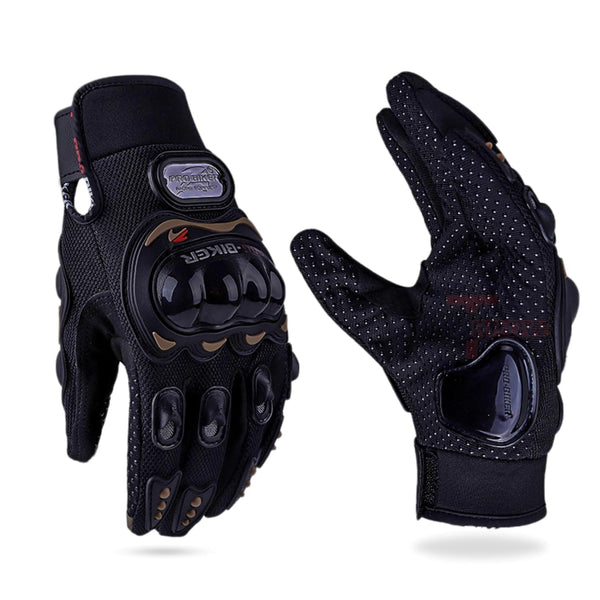 D-11 Motorbike Gloves Full Finger Knight Riding Gloves 2 Pcs Set (Black)