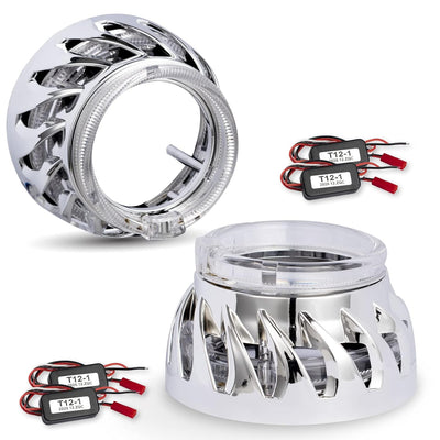 LIUHAWK Bi Xenon 2.5 Projector Shroud DRL+Indicator Fan Shape Style 2 Pcs Set(Red/White)
