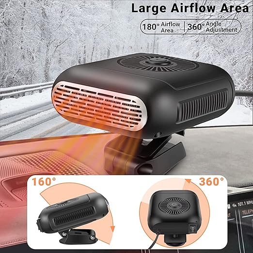 Portable Car Heater 12V Heating and Cooling Fan 360-degree Adjustable 120 Watt