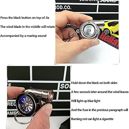 D-11 Car 3 in 1 Turbo Key Chain With USB Rechargeable Option Key Ring with LED Light and Sound 1 Pc (Silver)