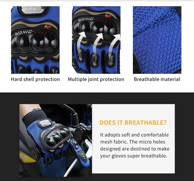 D-11 Motorbike Gloves Full Finger Knight Riding Gloves 2 Pcs Set (Blue)