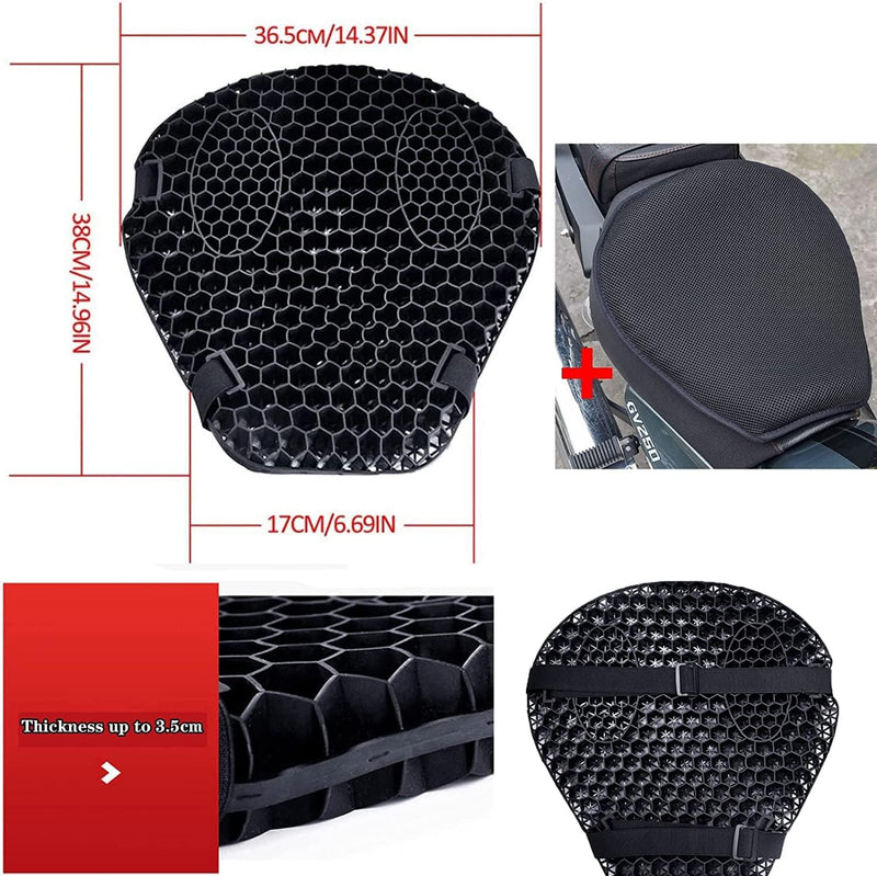 Universal Summer Motorcycle Silicone Seat Cushion Gel Honeycomb Shock Relief Massage Absorption Breathable 1 Pc