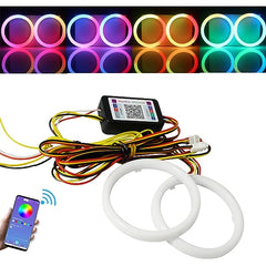 Universal Angel Eye Ring LIUHAWK Brand 90MM APP Control RGB LED for Car Headlight 2 Pcs Set