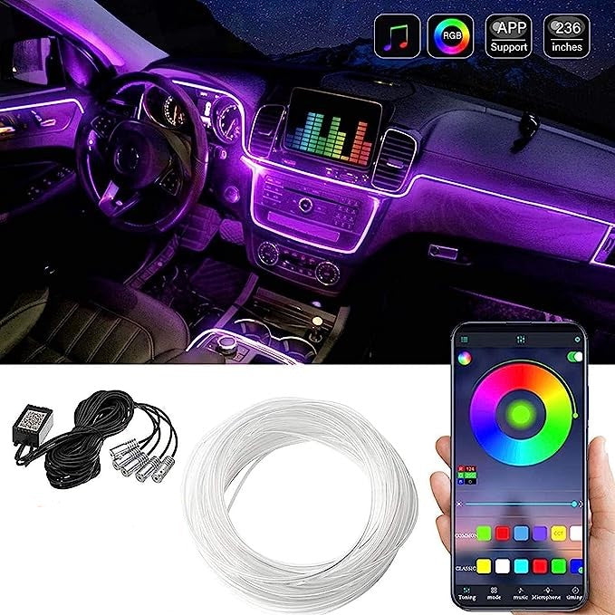 Universal Car 5 Pcs Ambient Light Car Interior Decoration Multi Colour Light For Car With APP Control