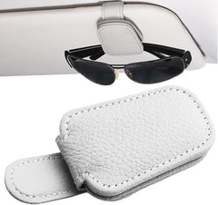 Universal Car Magnetic Sunglass Holder Magnetic Soft PU Leather Sunglass Holder Accessories For Car 1 Pc (Grey)