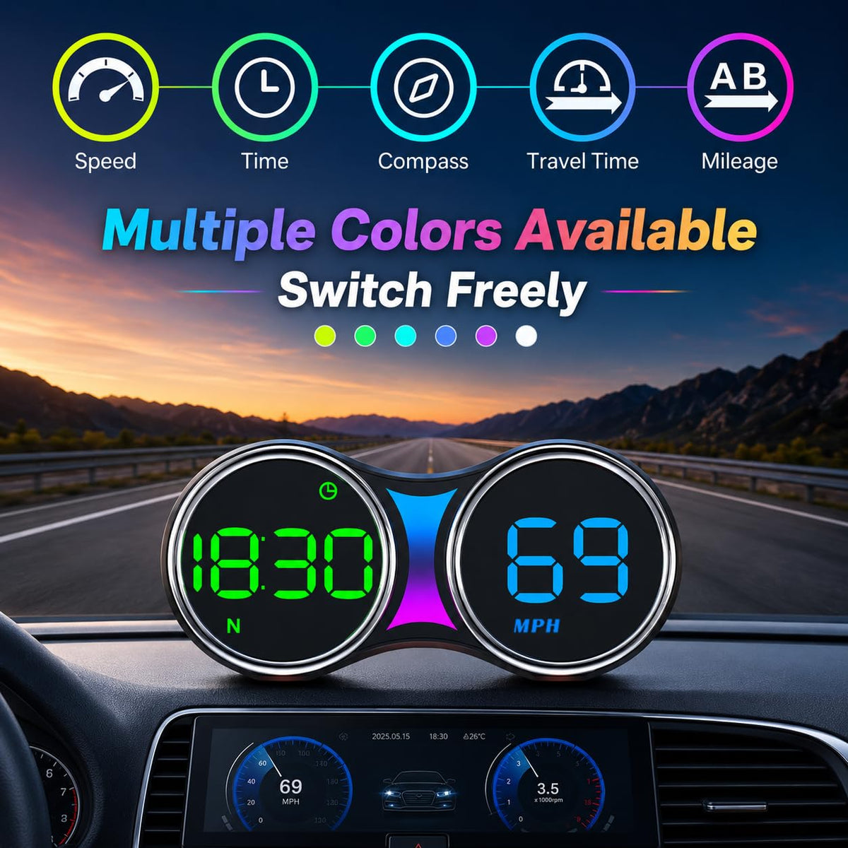 Universal G27 GPS HUD Gauge Car Digital Head Up Display Speedometer 1 Pc