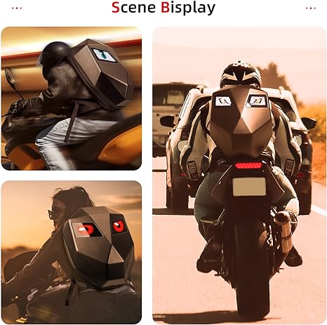LED Motorcycle Backpack, Hard Case Riding Backpack Motorbike Luggage Laptop Bag Waterproof