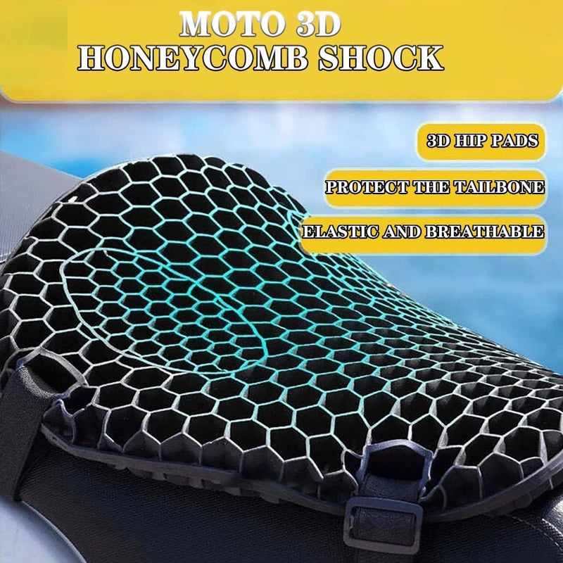 Universal Summer Motorcycle Silicone Seat Cushion Gel Honeycomb Shock Relief Massage Absorption Breathable 1 Pc