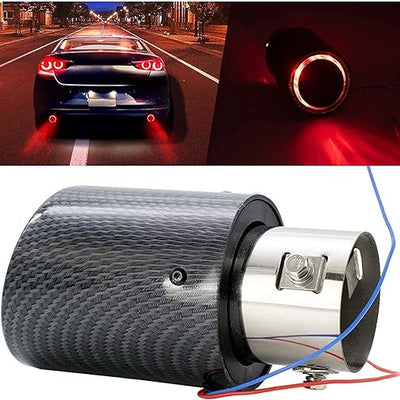 Universal Carbon fiber Light  Exhaust Muffler Tip with LED Light Stainless Steel Tip