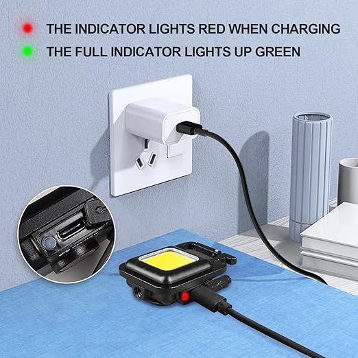 Portable COB Light Flashlight Rechargeable Work Lamp Mini Torch Pocket USB Keychain