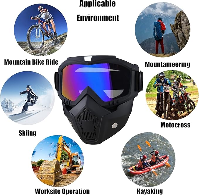 Universal UV Protection Face Mask With Transparent Glasses For Bike Riding 1 Pc