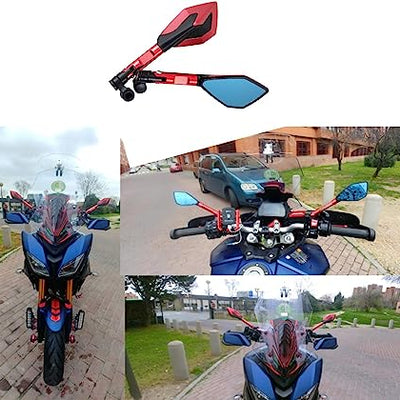 Motorcycle side mirror Anti Glaze back view mirror Blue universal fitting for all bikes