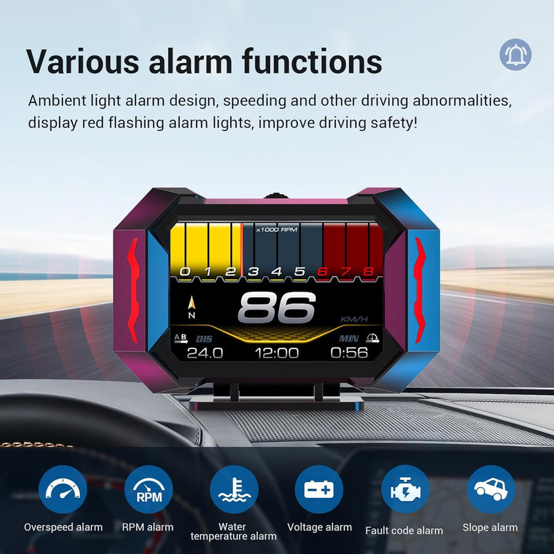 Universal P25 OBD2+GPS HUD Gauge Car Digital Head Up Display Speedometer Turbo RPM Alarm 1 Pc