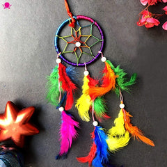 1 Pc Universal Hanging Colorful Rainbow Feather Dreamcatcher Ring For Car in Premium Quality